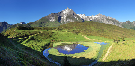 Le lac de Soum et les Gabizos - Arrens-Marsous - Cadre photo 60 x 30 cm